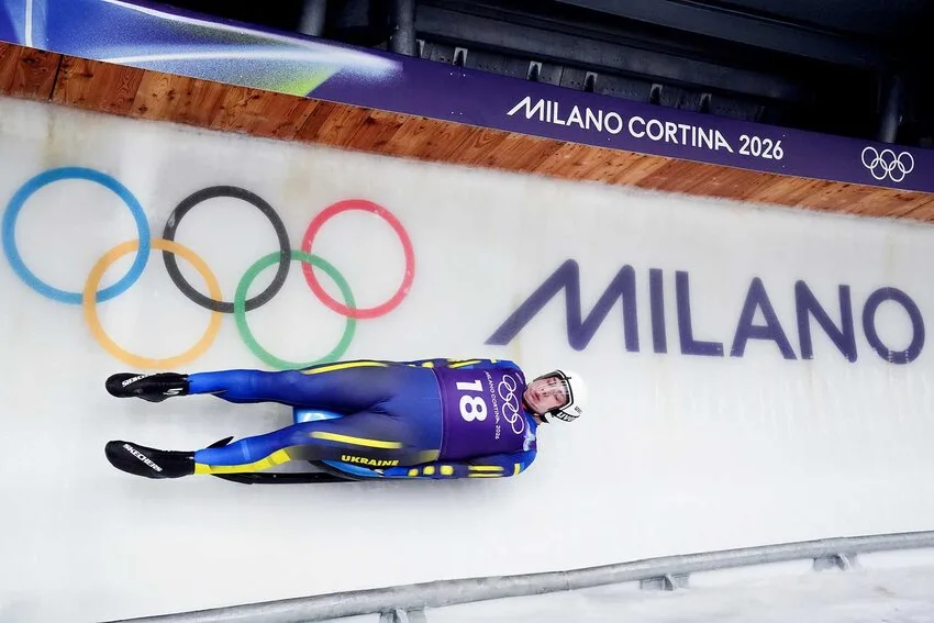 Ukraine's Andriy Mandziy during a Luge training run ahead of the Milano Cortina 2026 Winter Olympics at the Cortina Sliding Centre, Italy on February 5, 2026. Photo: Andrew Milligan/PA Images/Getty Images